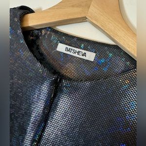 Batsheva NWOT holographic maxi dress with semi-hood